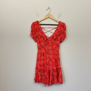 SPELL & THE GYPSY Collective Celestial Mini Dress Lace Up Back in Red